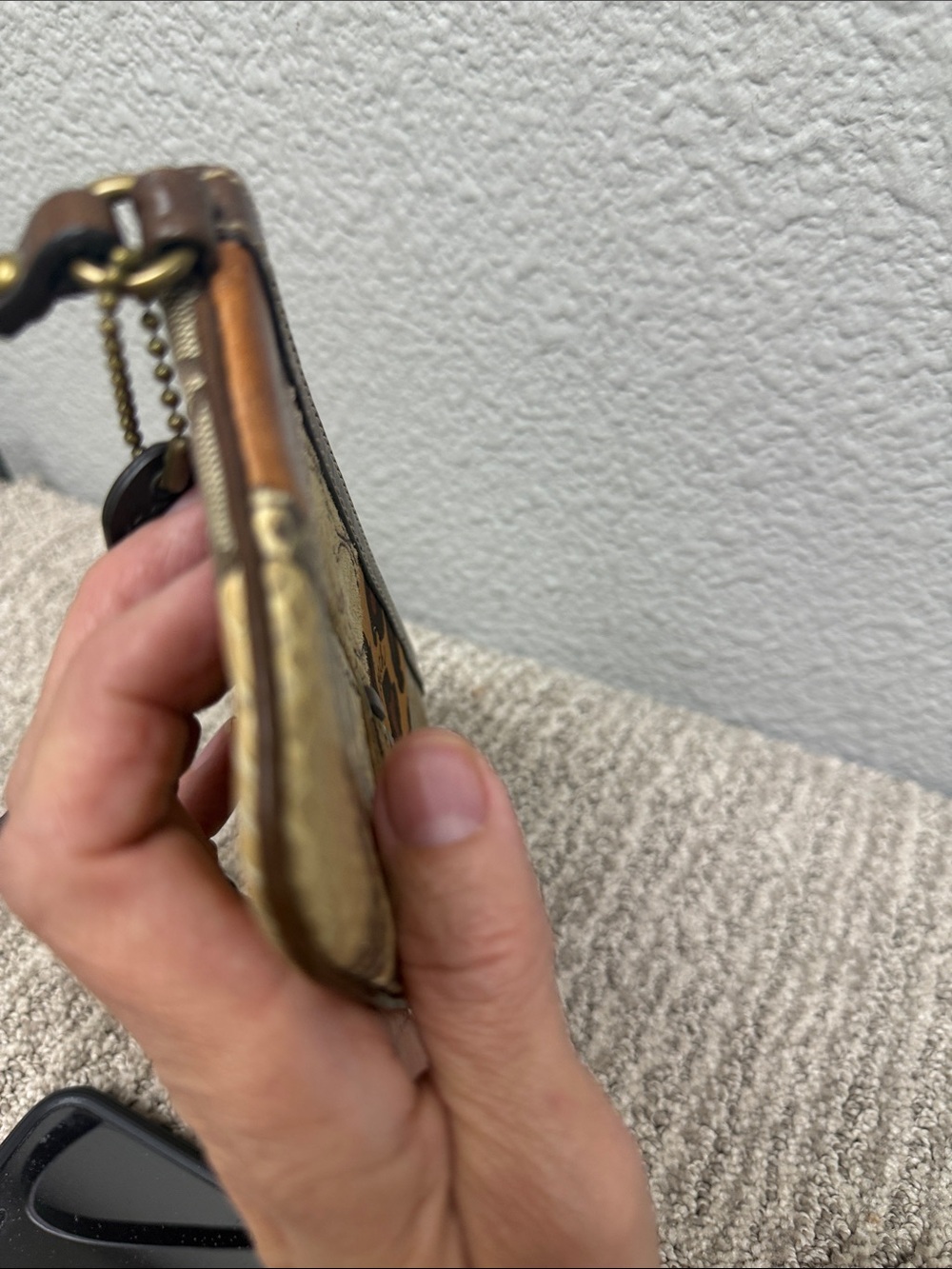 Coach Y2K Patchwork Leather & Suede Medium Wristlet in Brown and Gold Tones - Picture 10 of 10